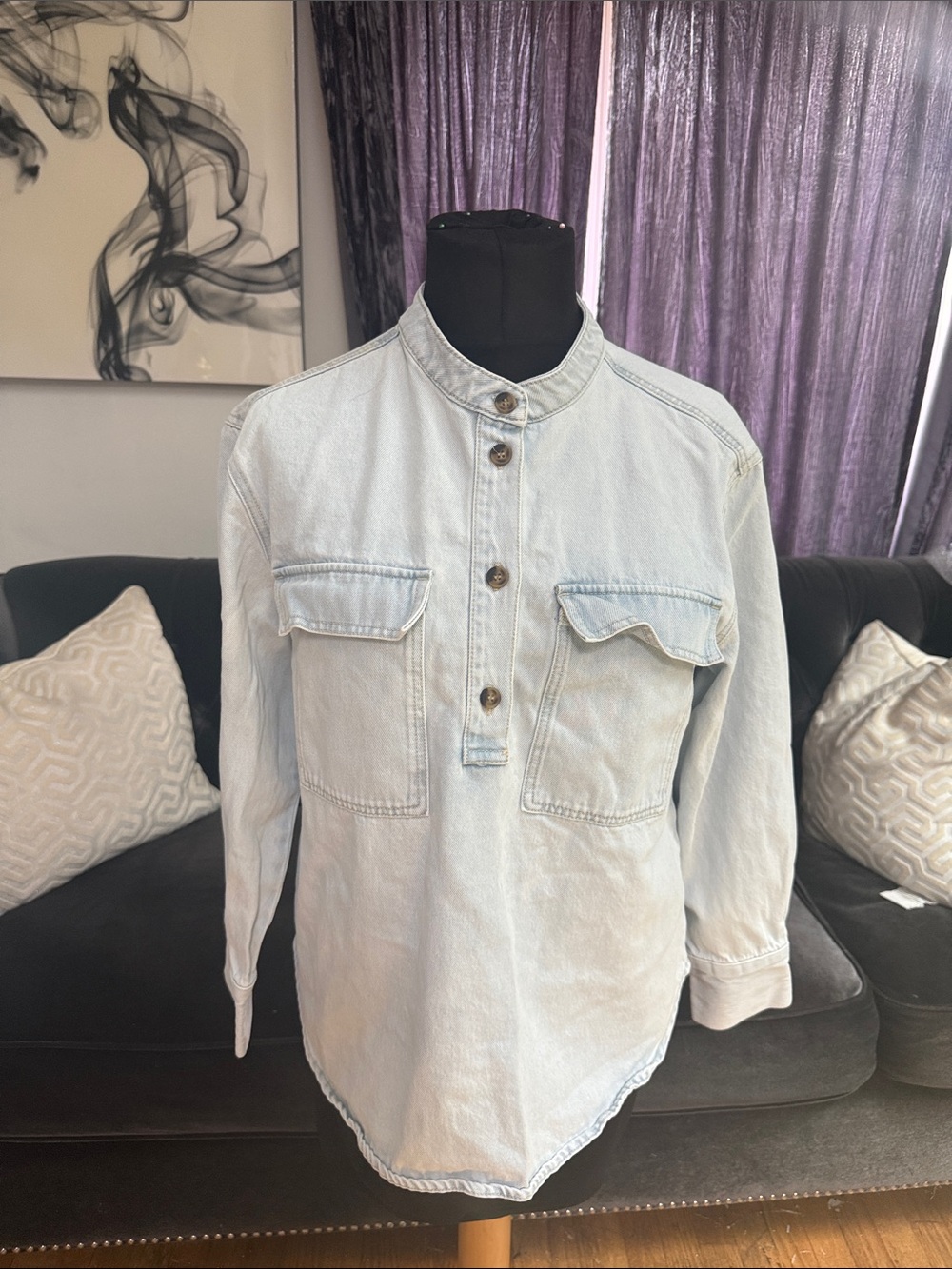 H&M Light Blue Denim Shirt Jacket